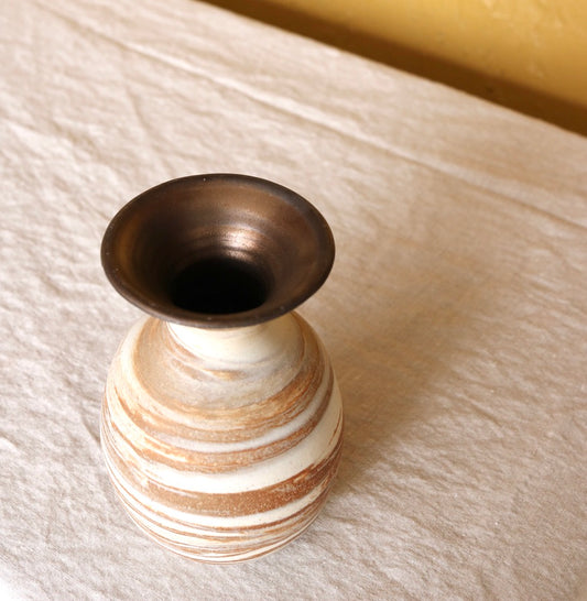Marbled Vase with Bronze Rim