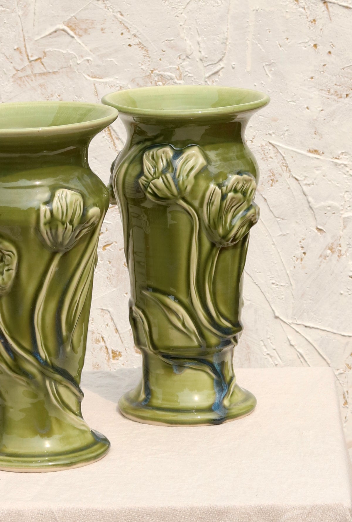 Emerald Green Pedestal Tulip Vase
