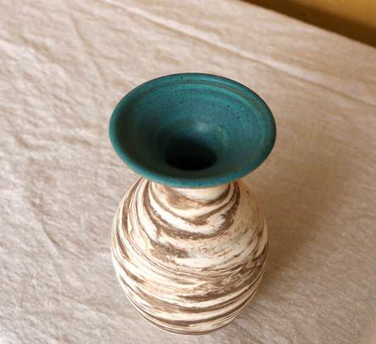 Marbled Vase with Turquoise Rim
