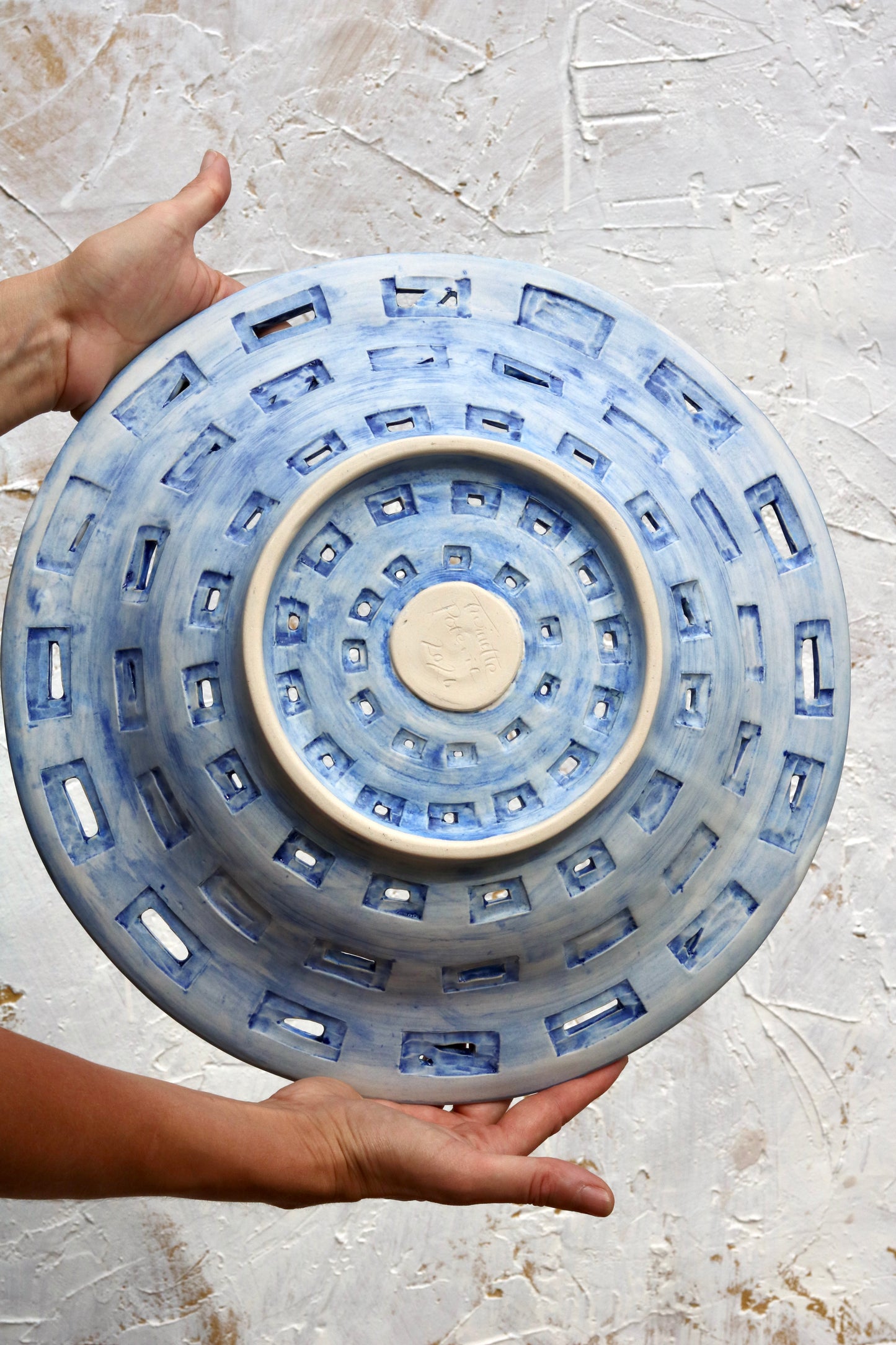 Ships Now: Extra Wide Gladiolus Fruit Bowl in Brushed Matte Cobalt