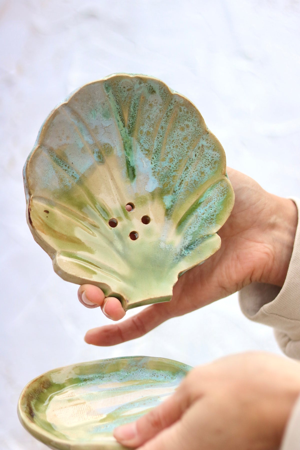 Shell Soap Dish in Moss Green