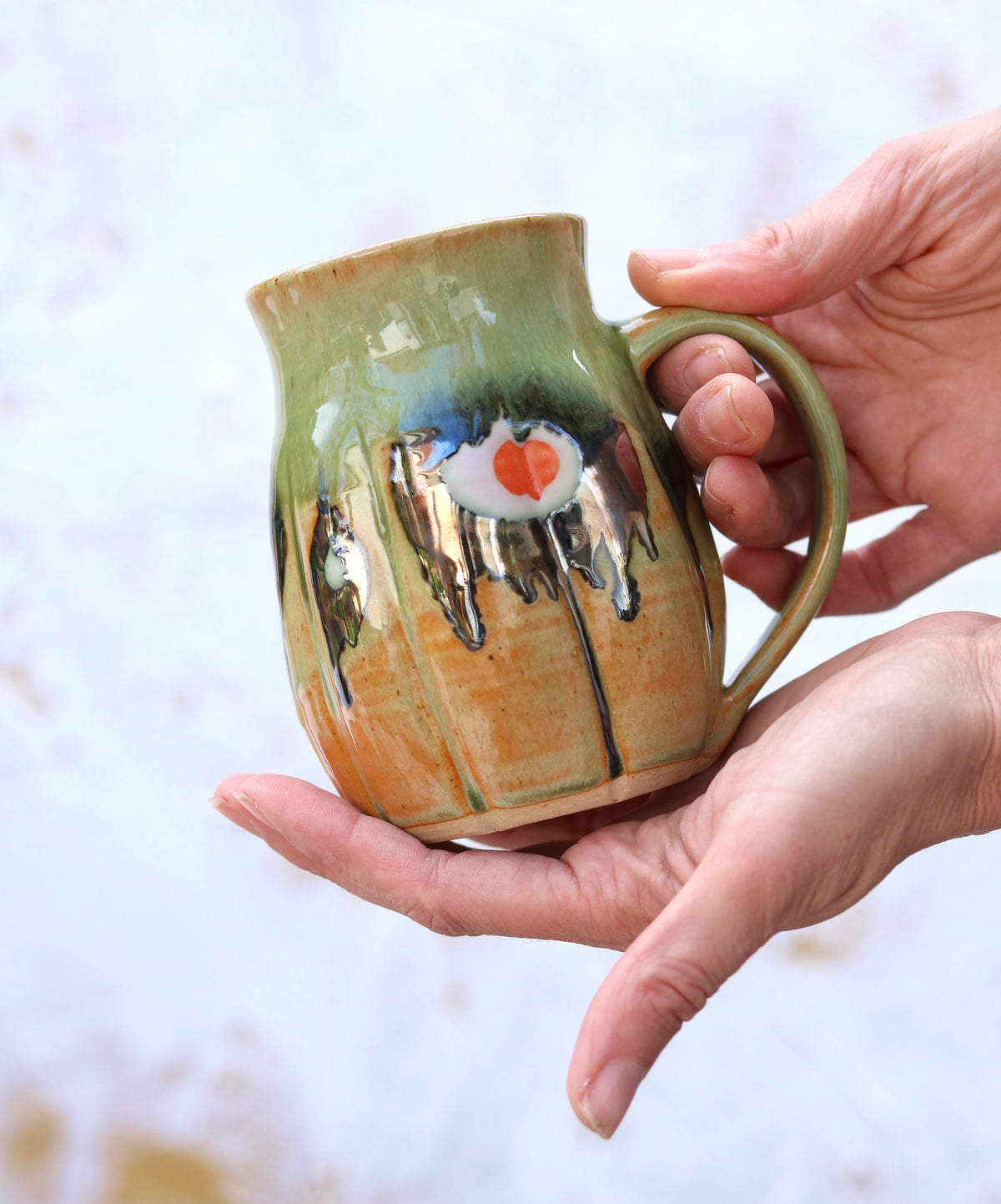 Grooved Mug with Mirror Glaze 'Evil Eye'