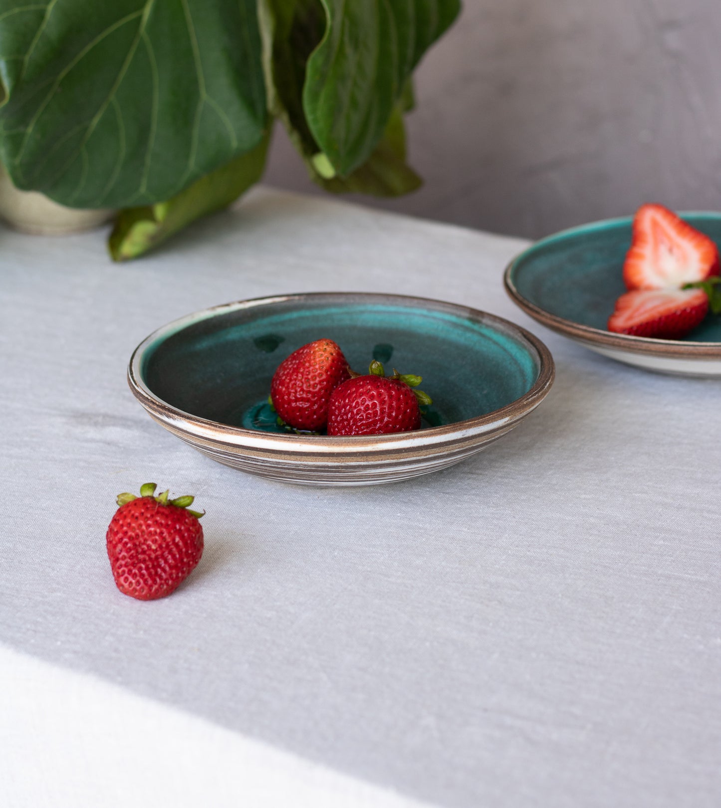 Shallow Breakfast Bowl in Matte Turquoise