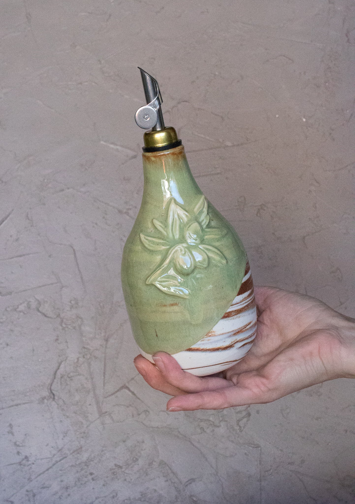 Olive Oil Cruet in Sage Green