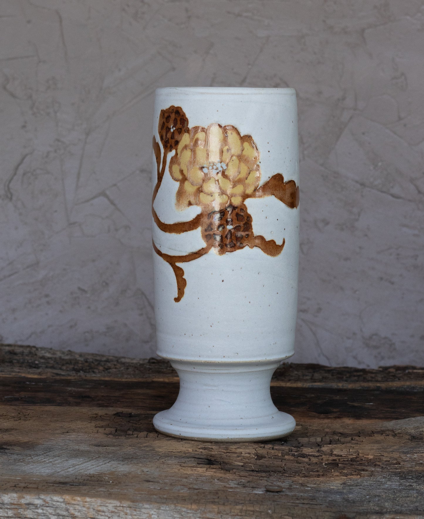 Sepia Floral Pedestal Vase 1