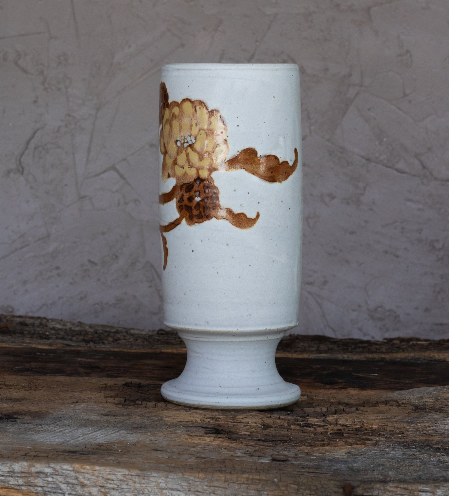 Sepia Floral Pedestal Vase 1