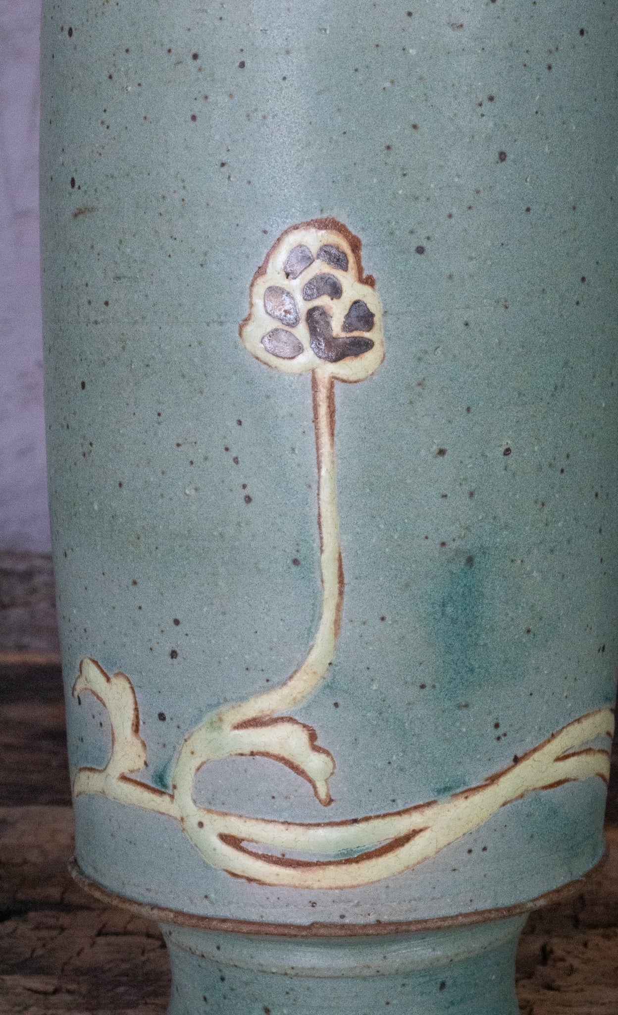 Turquoise Floral Pedestal Vase