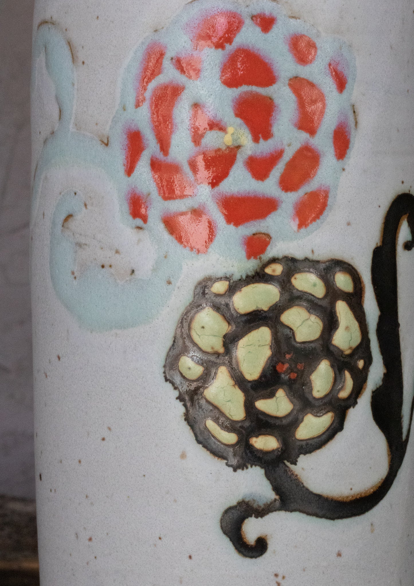 Light and Dark Floral Pedestal Vase 1