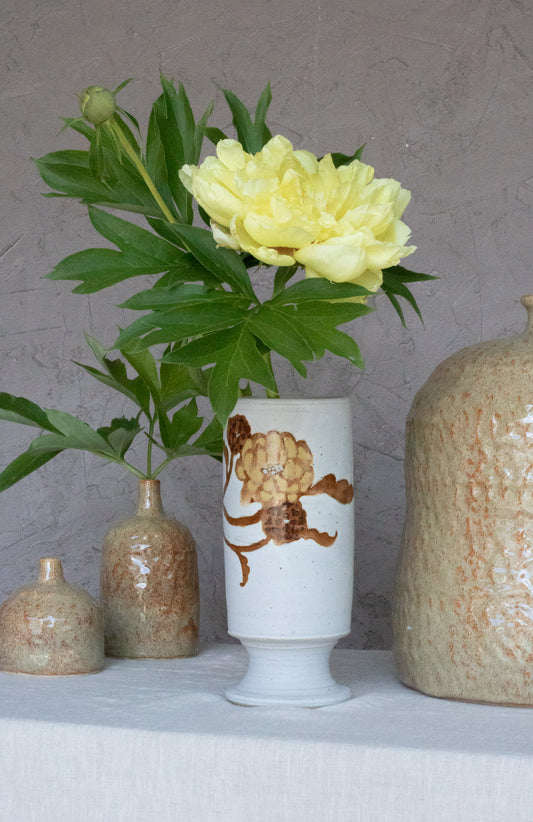 Sepia Floral Pedestal Vase 1