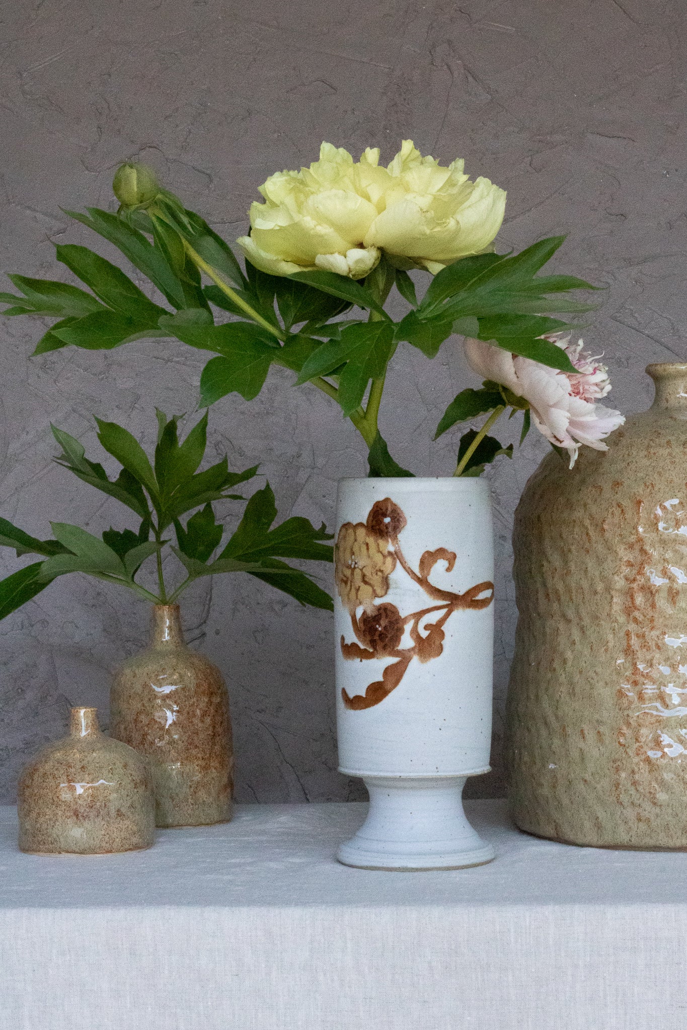Sepia Floral Pedestal Vase 2