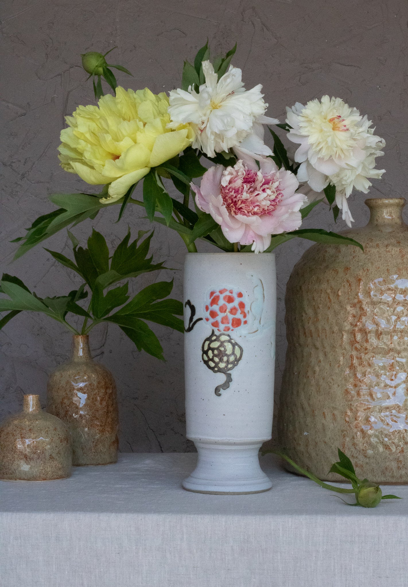 Light and Dark Floral Pedestal Vase 2