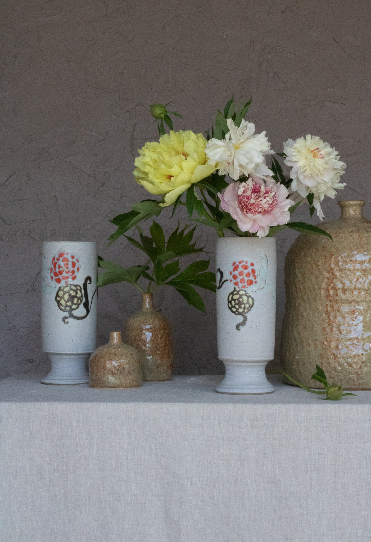 Light and Dark Floral Pedestal Vase 2