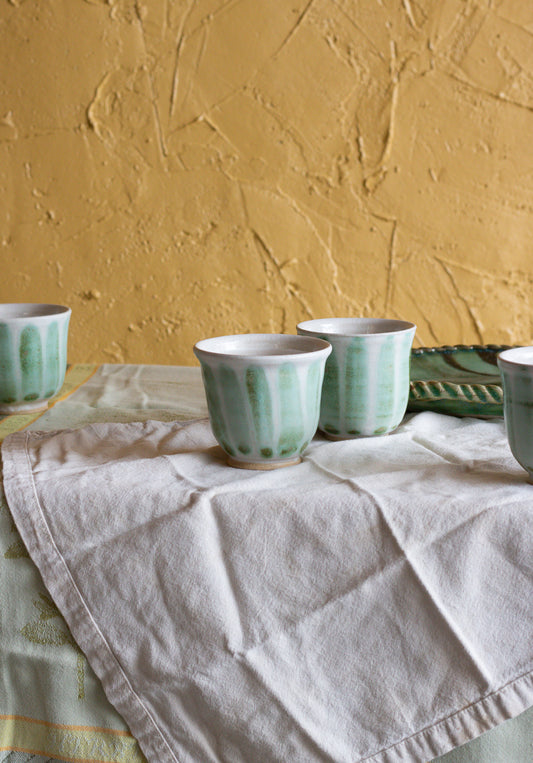Stripe Painted Tea Cup (three colors!)