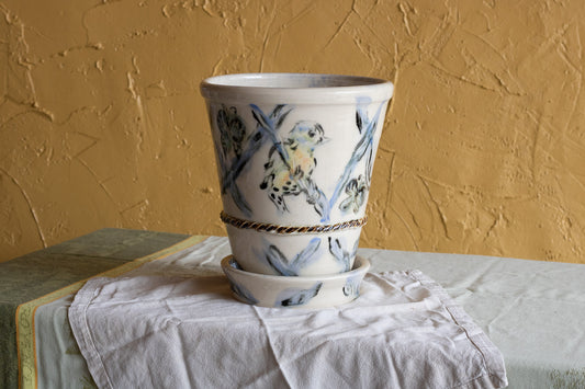 Blue Warbler Plant Pot