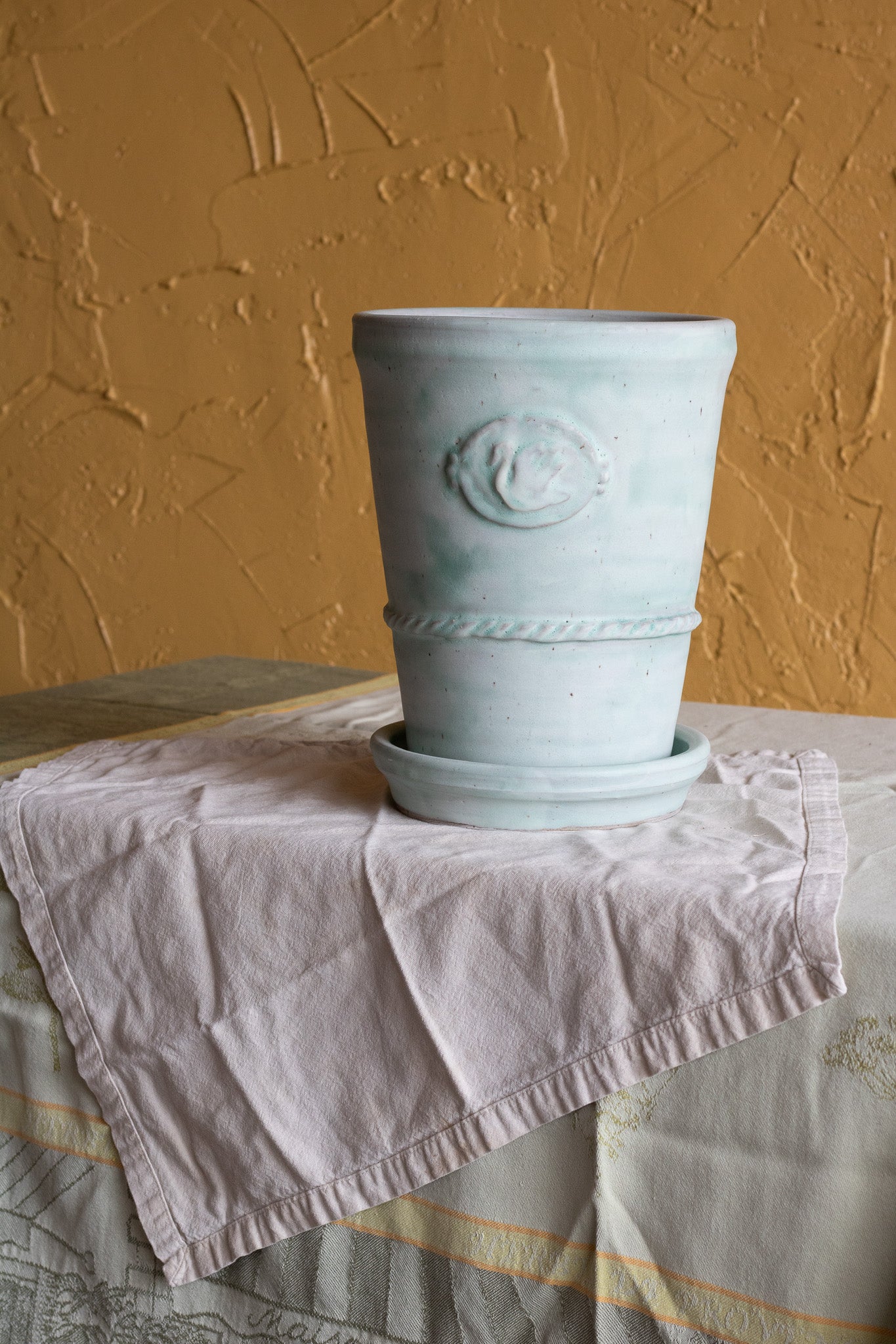 Turquoise Wash Swan Plant Pot