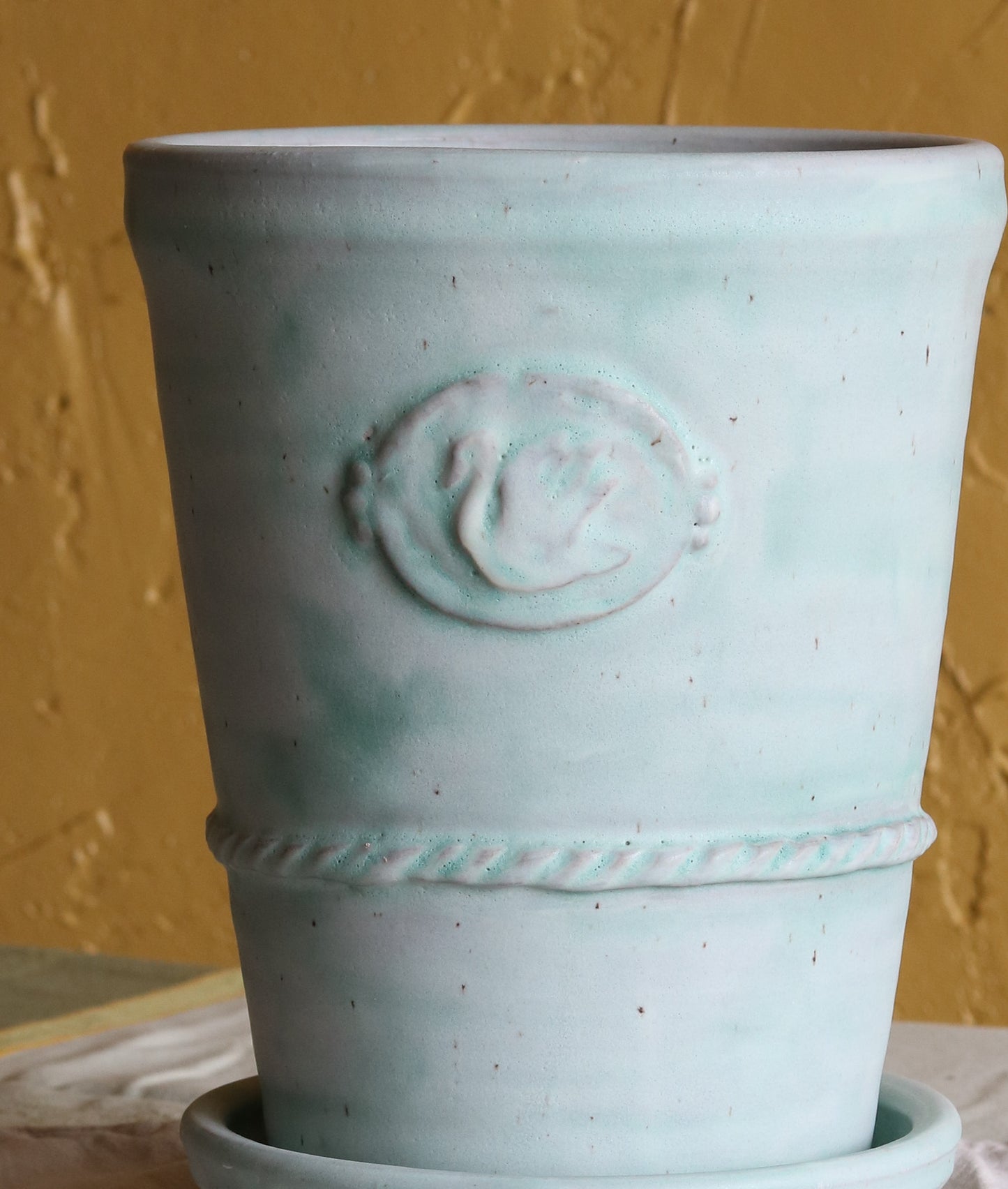Turquoise Wash Swan Plant Pot