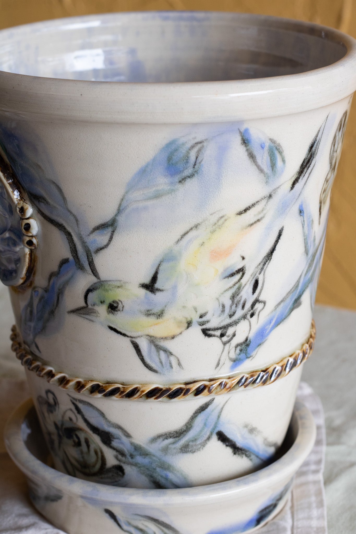 Blue Warbler Plant Pot