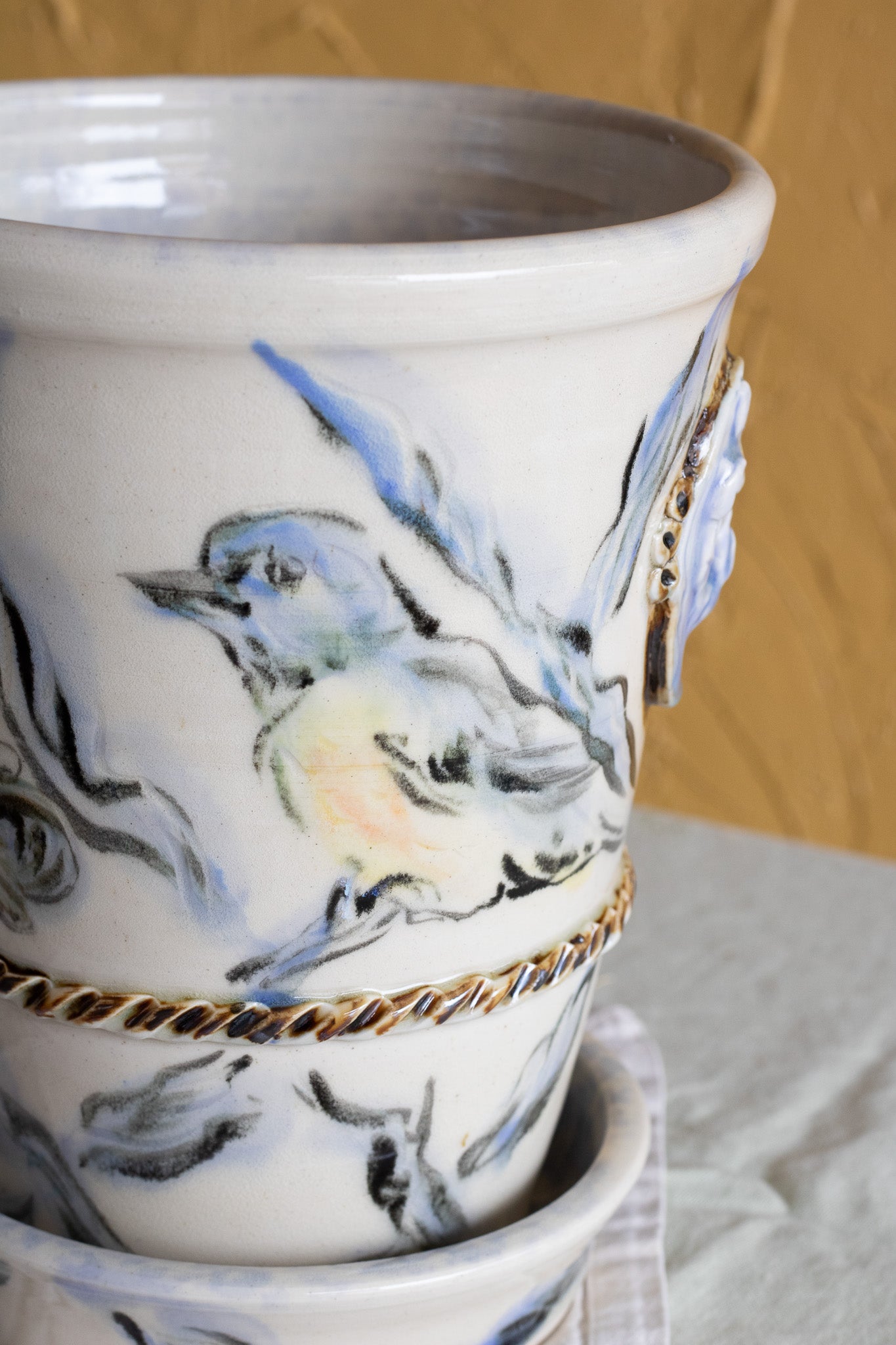 Blue Warbler Plant Pot
