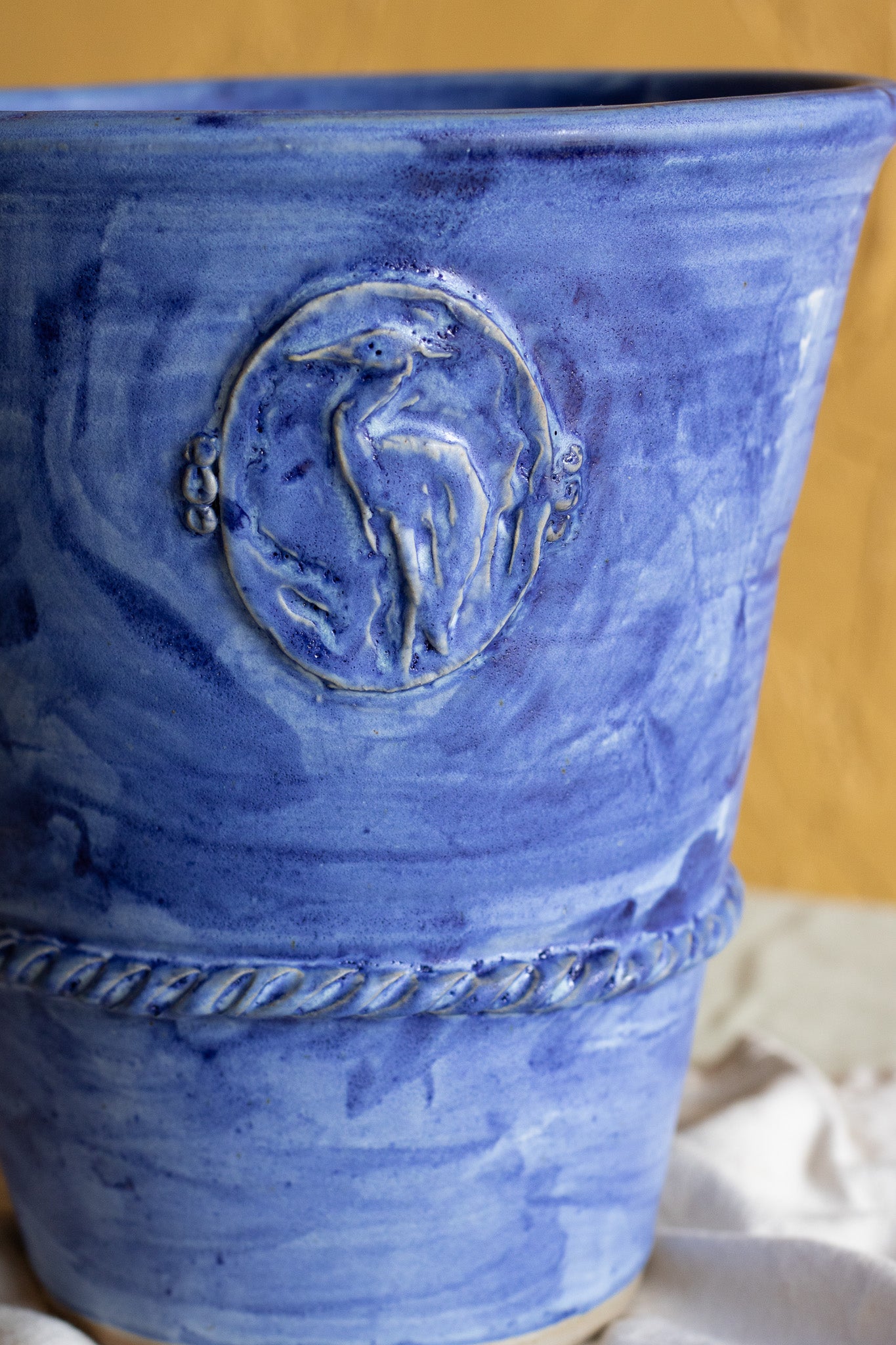 Cobalt Blue Heron Plant Pot