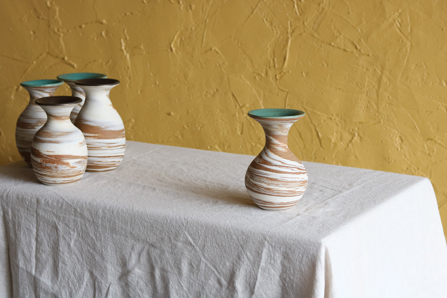 Marbled Vase with Turquoise Rim (1)