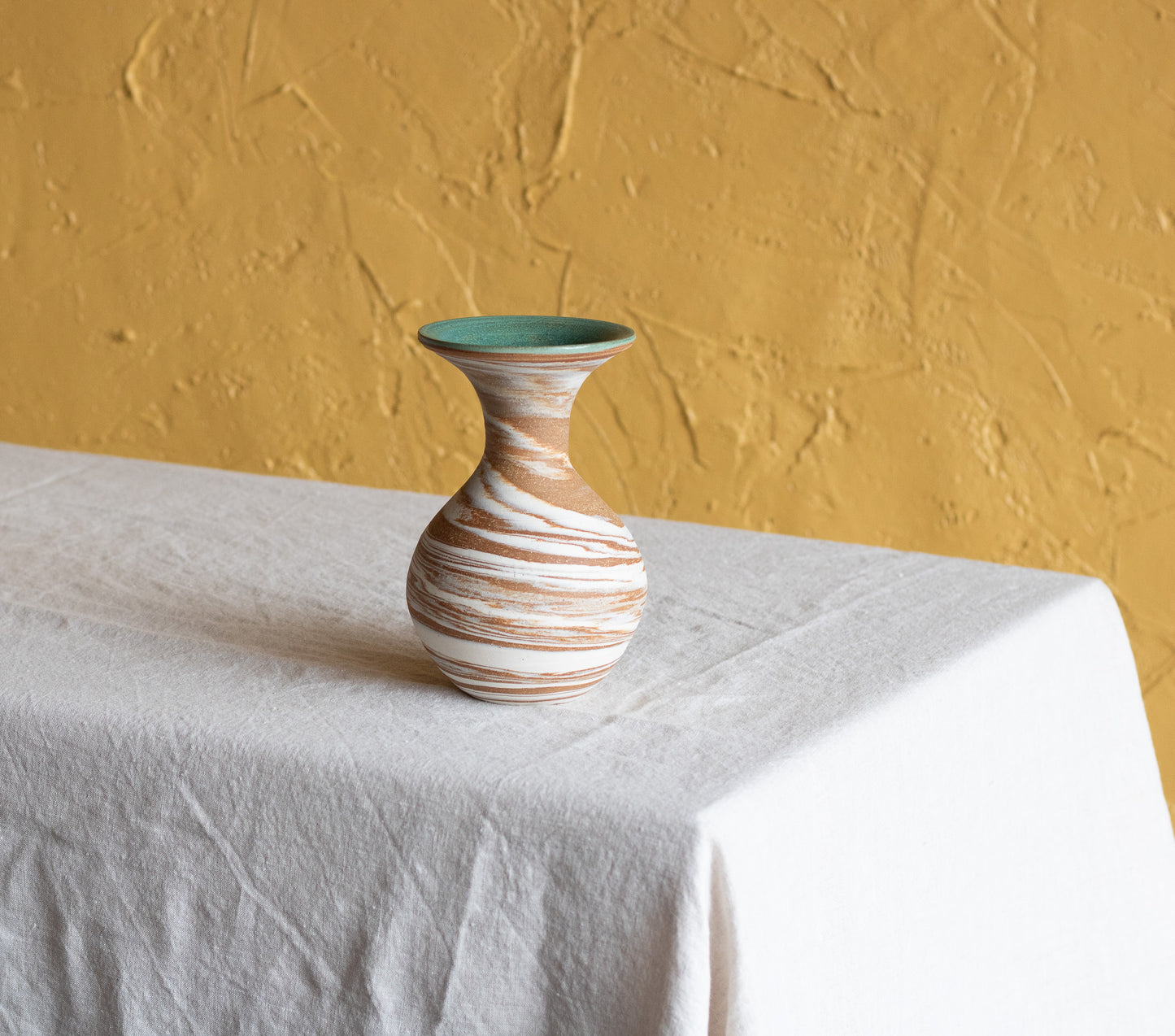 Marbled Vase with Turquoise Rim (1)