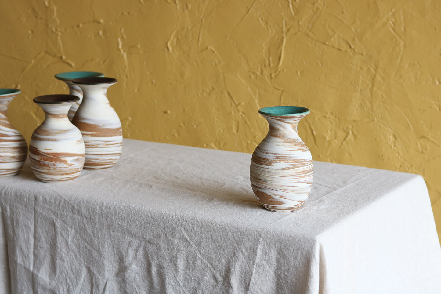 Marbled Vase with Turquoise Rim (2)