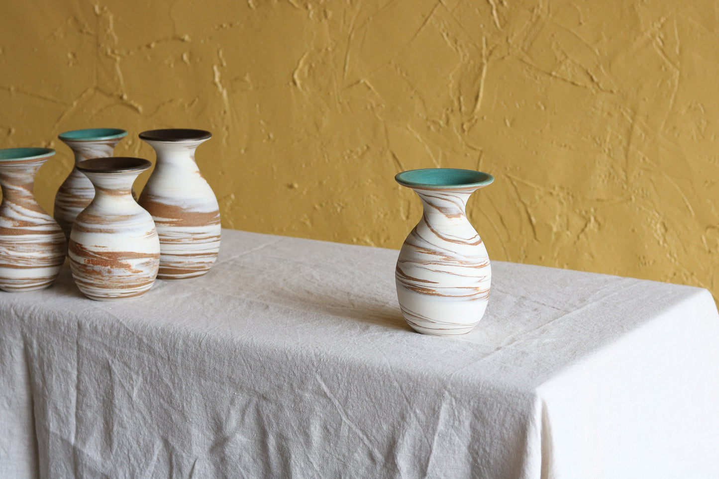 Marbled Vase with Turquoise Rim (3)