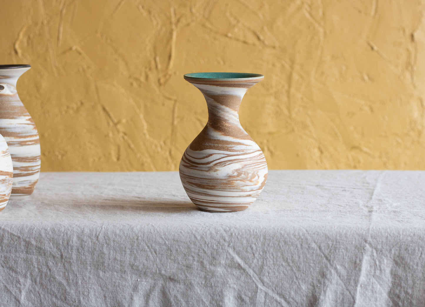Marbled Vase with Turquoise Rim (1)