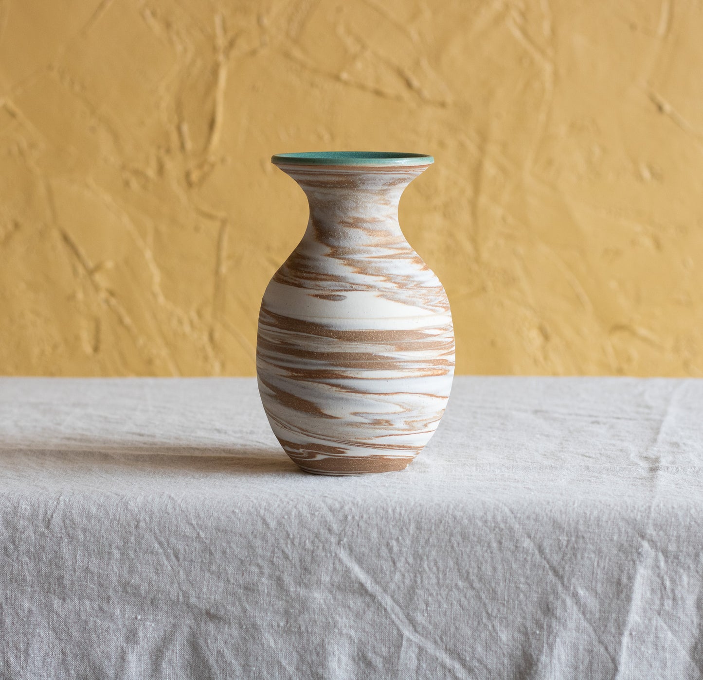 Marbled Vase with Turquoise Rim (2)