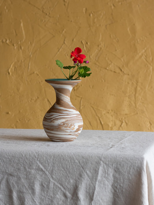 Marbled Vase with Turquoise Rim (1)