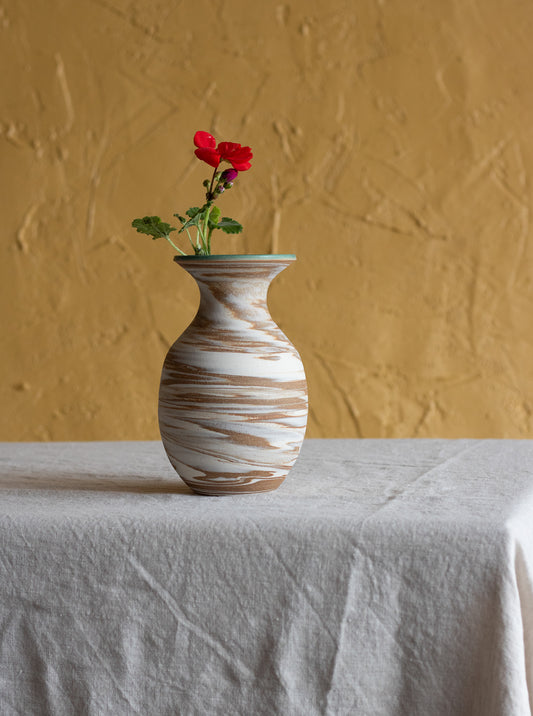 Marbled Vase with Turquoise Rim (2)