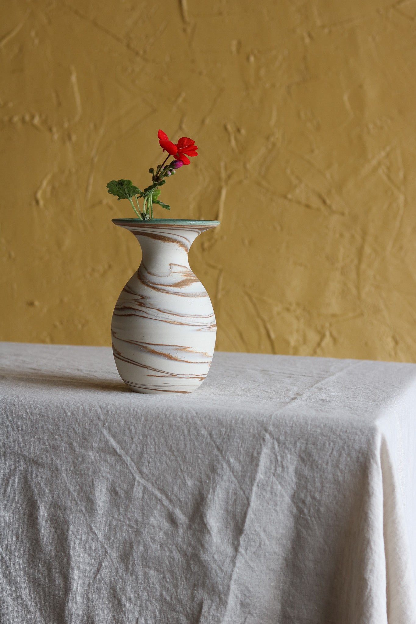 Marbled Vase with Turquoise Rim (3)