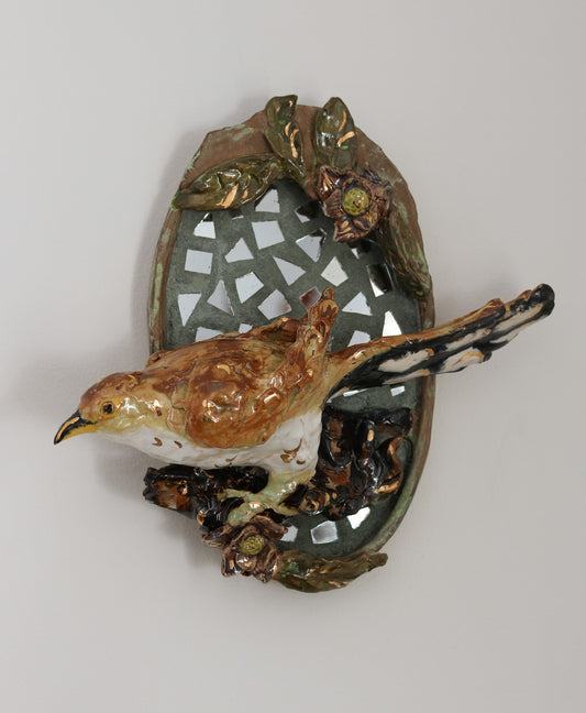 Yellow Billed Cuckoo and Pawpaw Botanical Wall Plaque