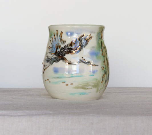 Blue Heron with Weeping Willow