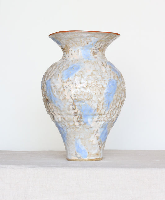 'Picotee' Vase in White with Red Rim