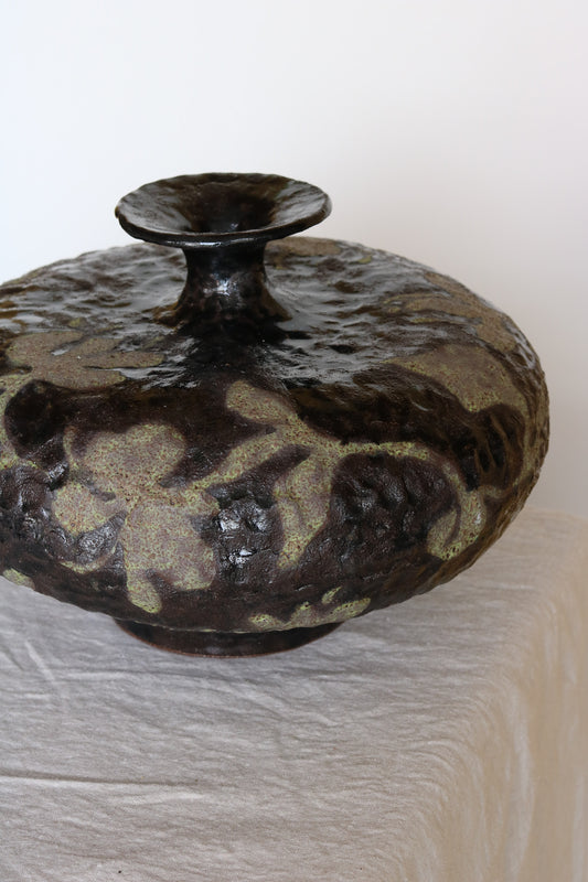 Stout Noir Vessel with Vine and Floral detail.