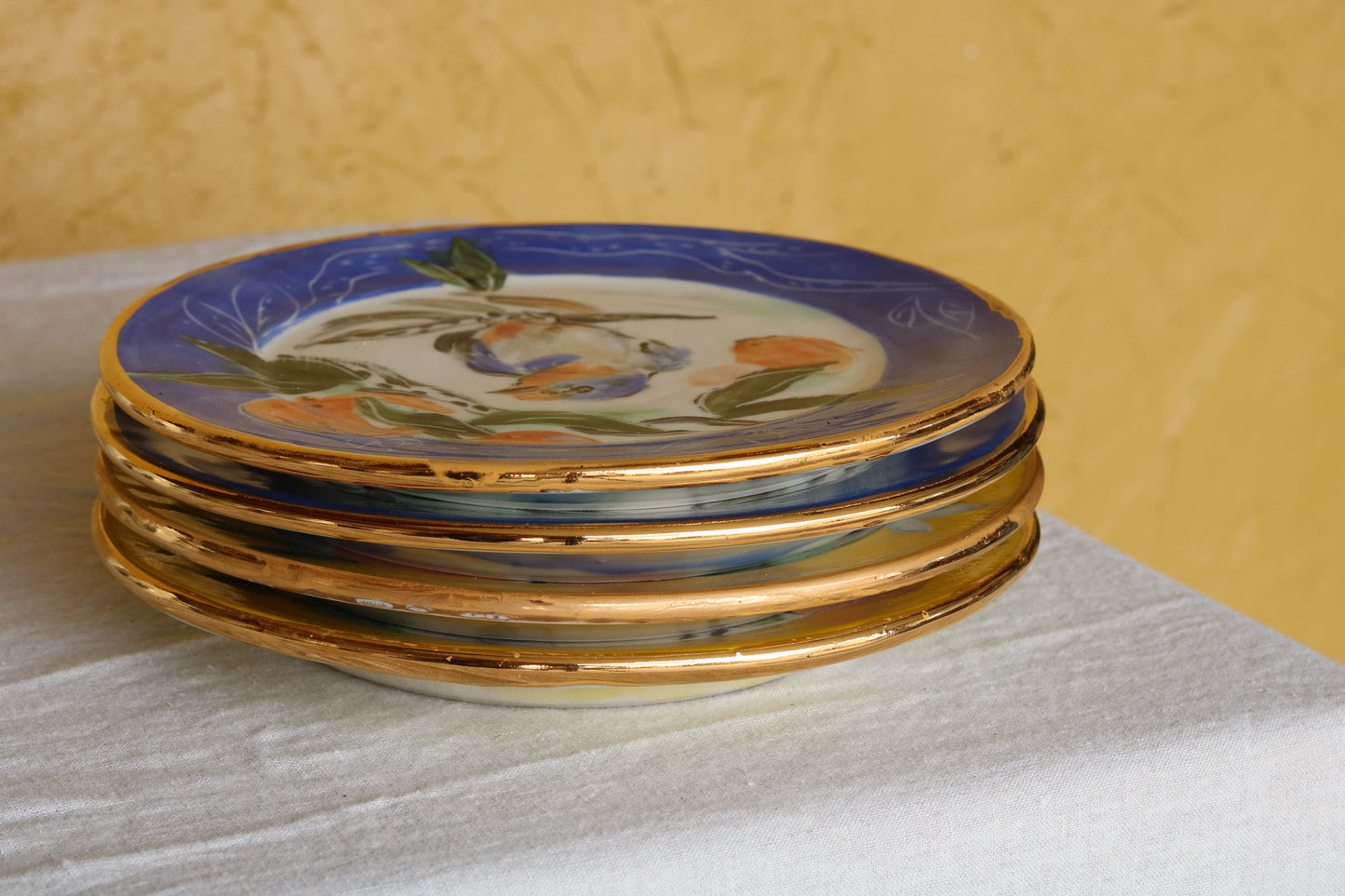 Barn Swallow Perched with Orange Plate