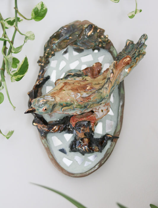 Passenger Pigeon with Chestnut Wall Plaque