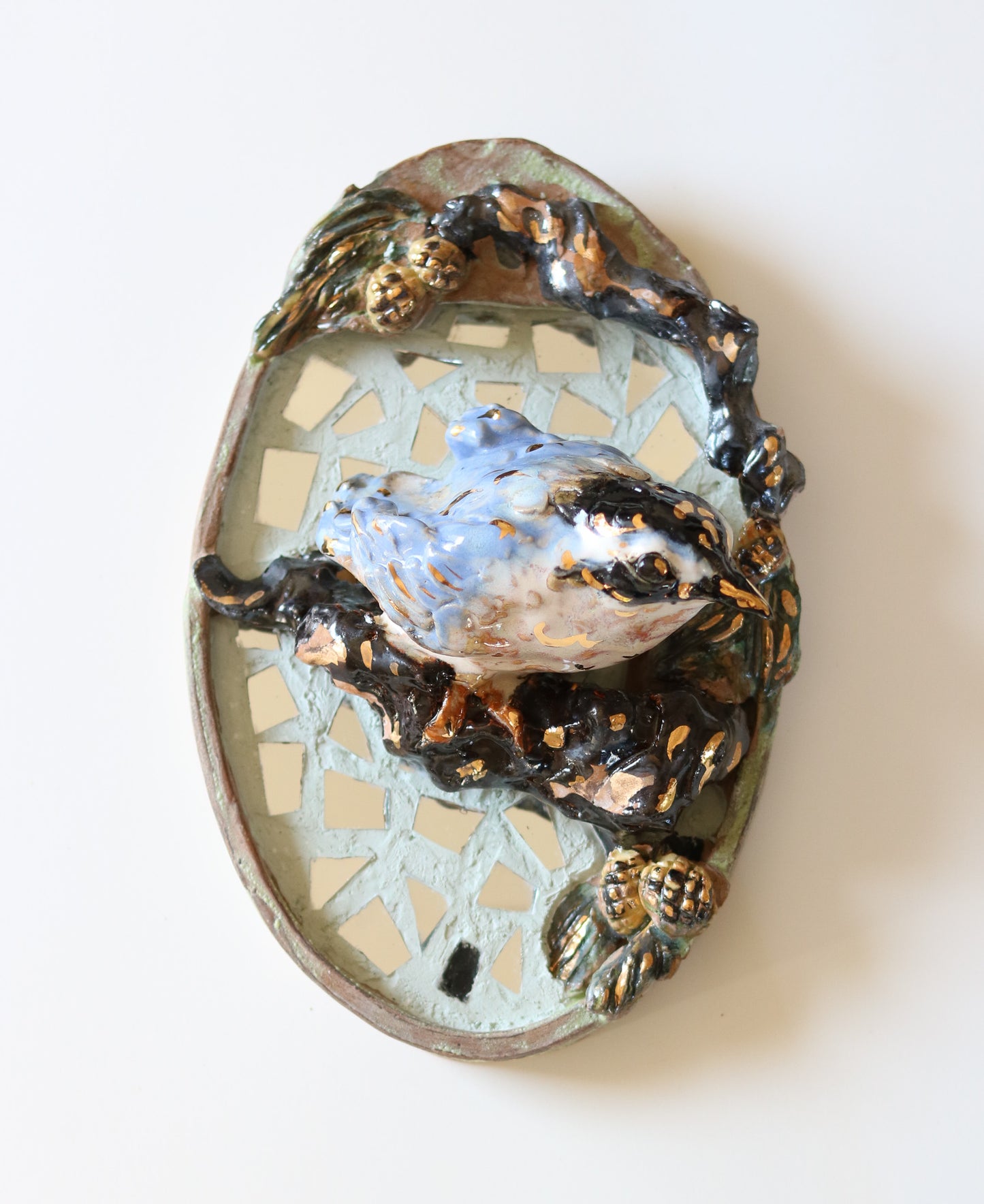 Red Breasted Nuthatch with Mini Pinecone Wall Plaque