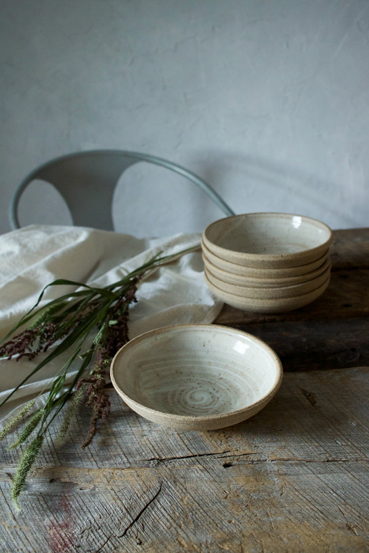 White Brush Stroke Shallow Side Bowl
