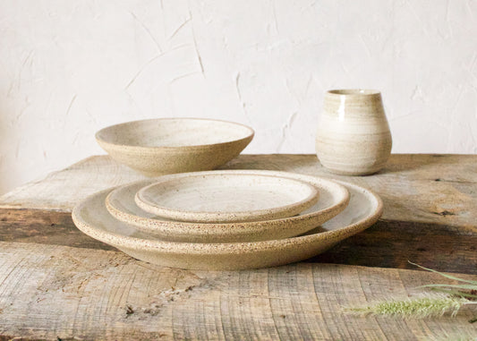 White Brush Stroke Dessert Plates