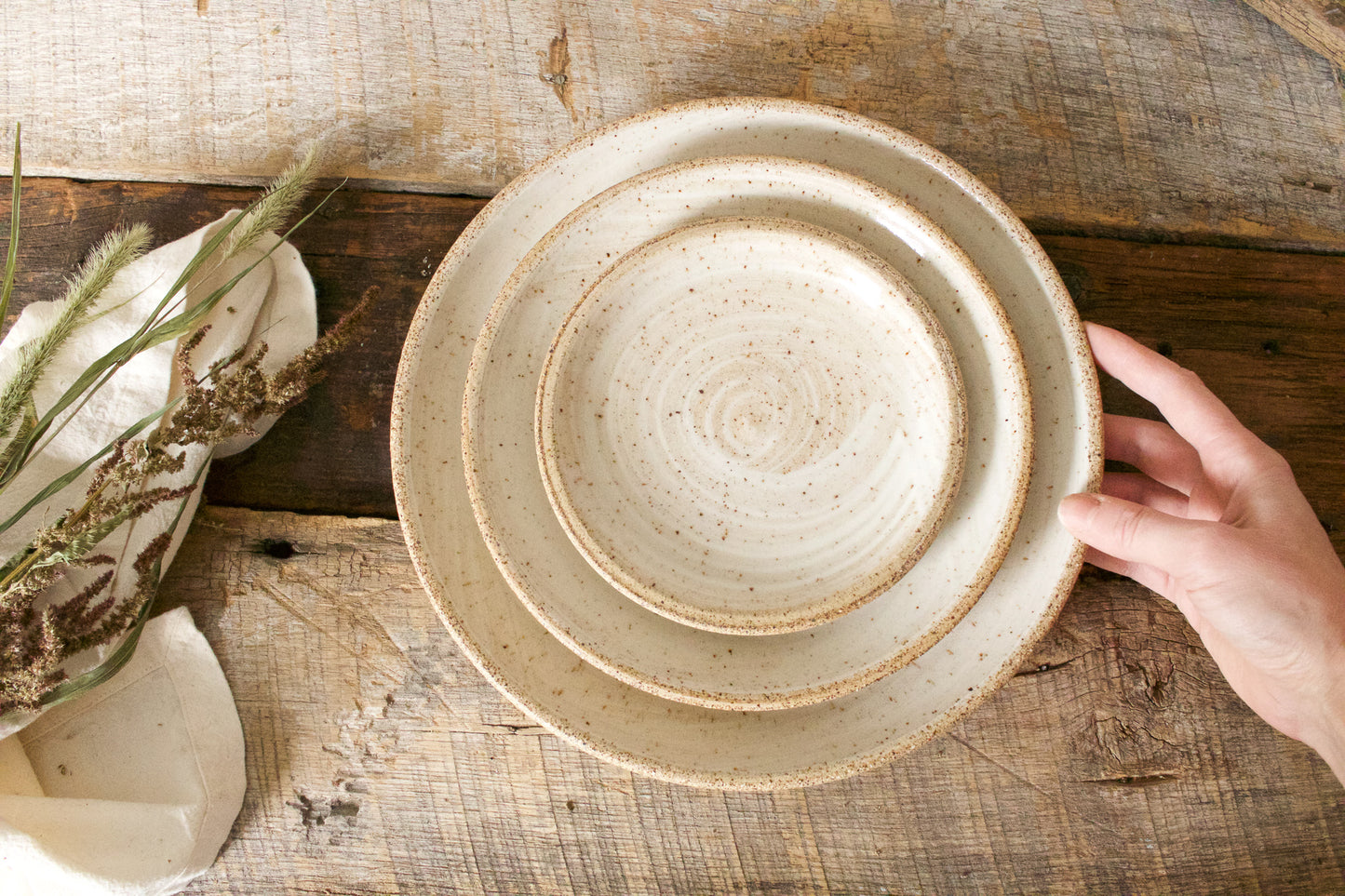 White Brush Stroke Dessert Plates