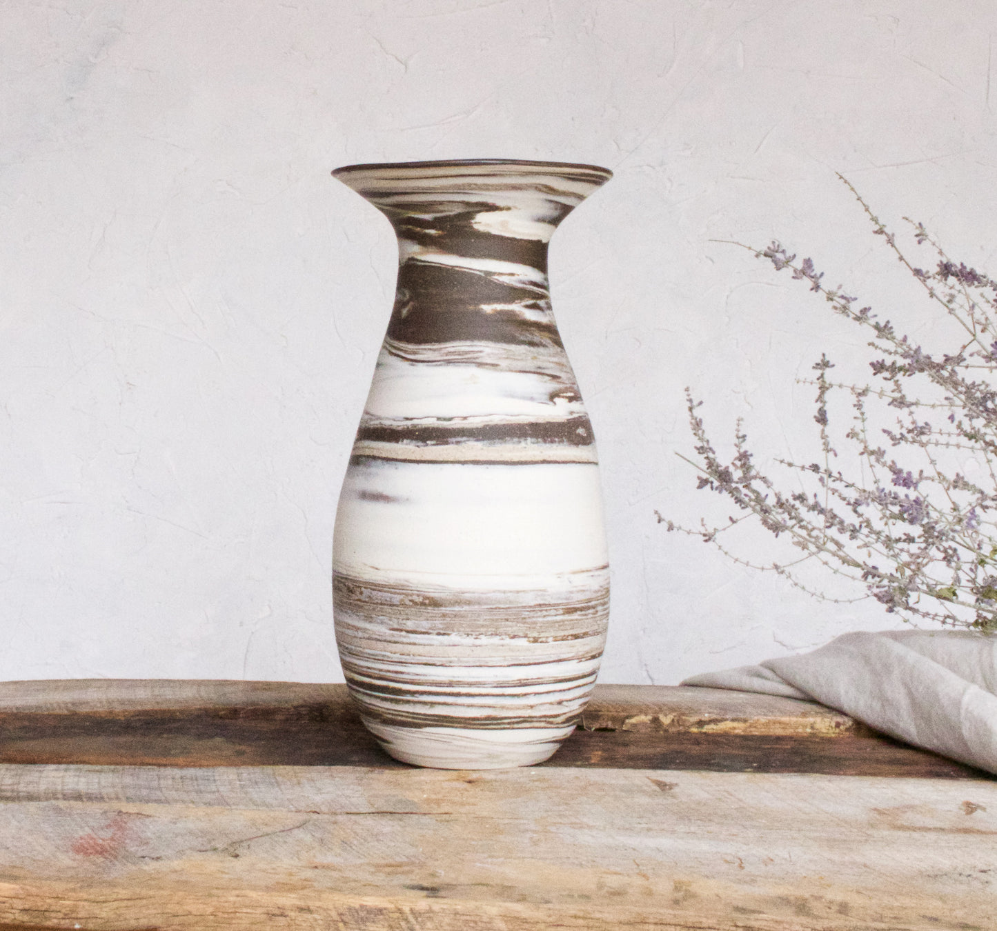Extra Large Flared Vase with Bronze Accent