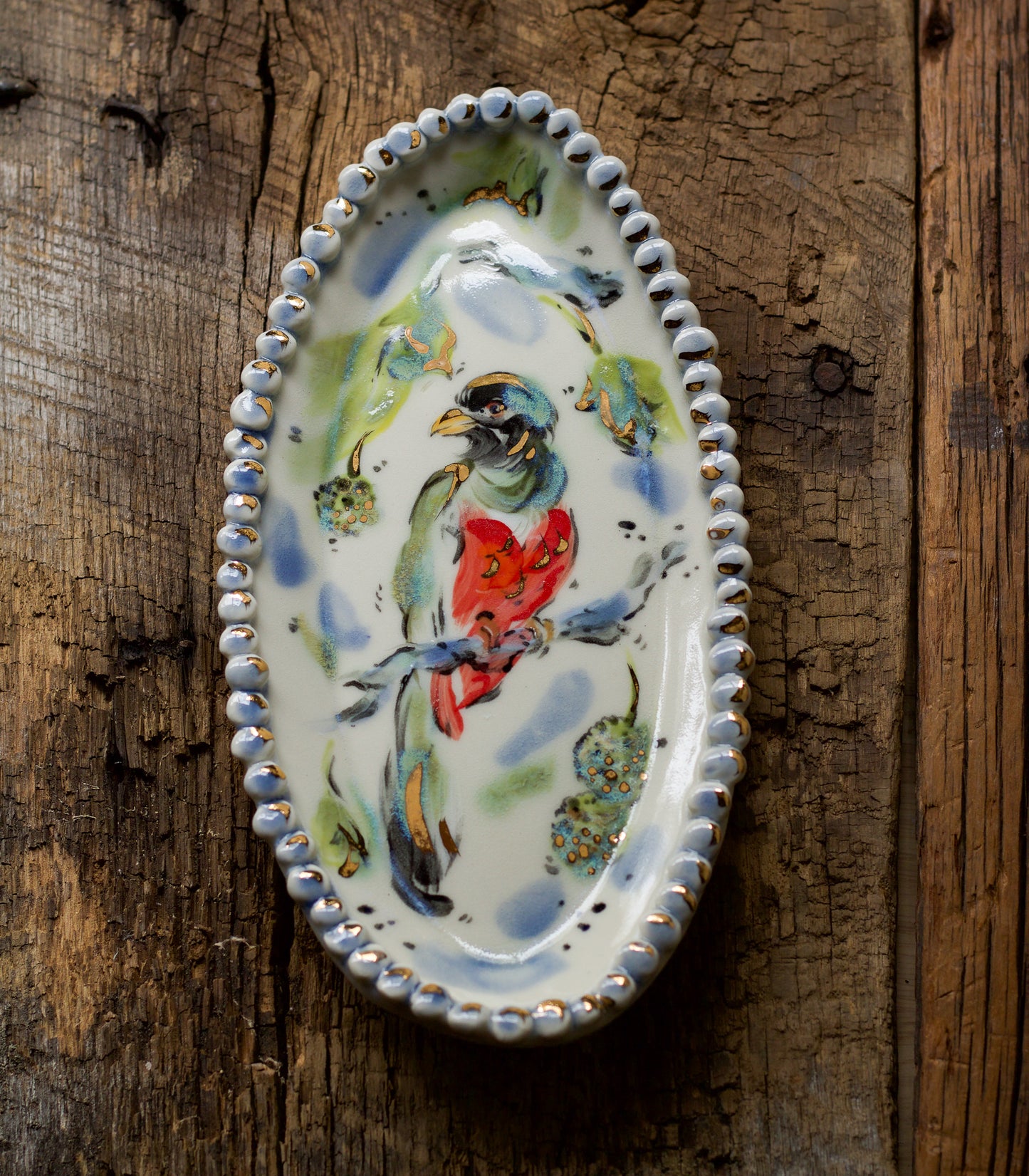 Elegant Trogon and Sycamore Trinket Dish