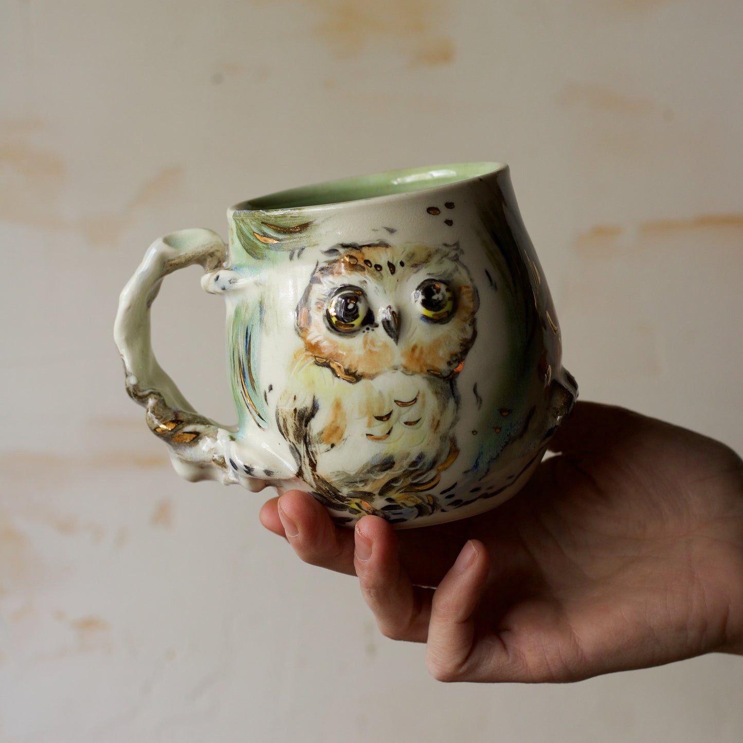 Saw Whet Owl with Pine and Fungi (MUG 2)