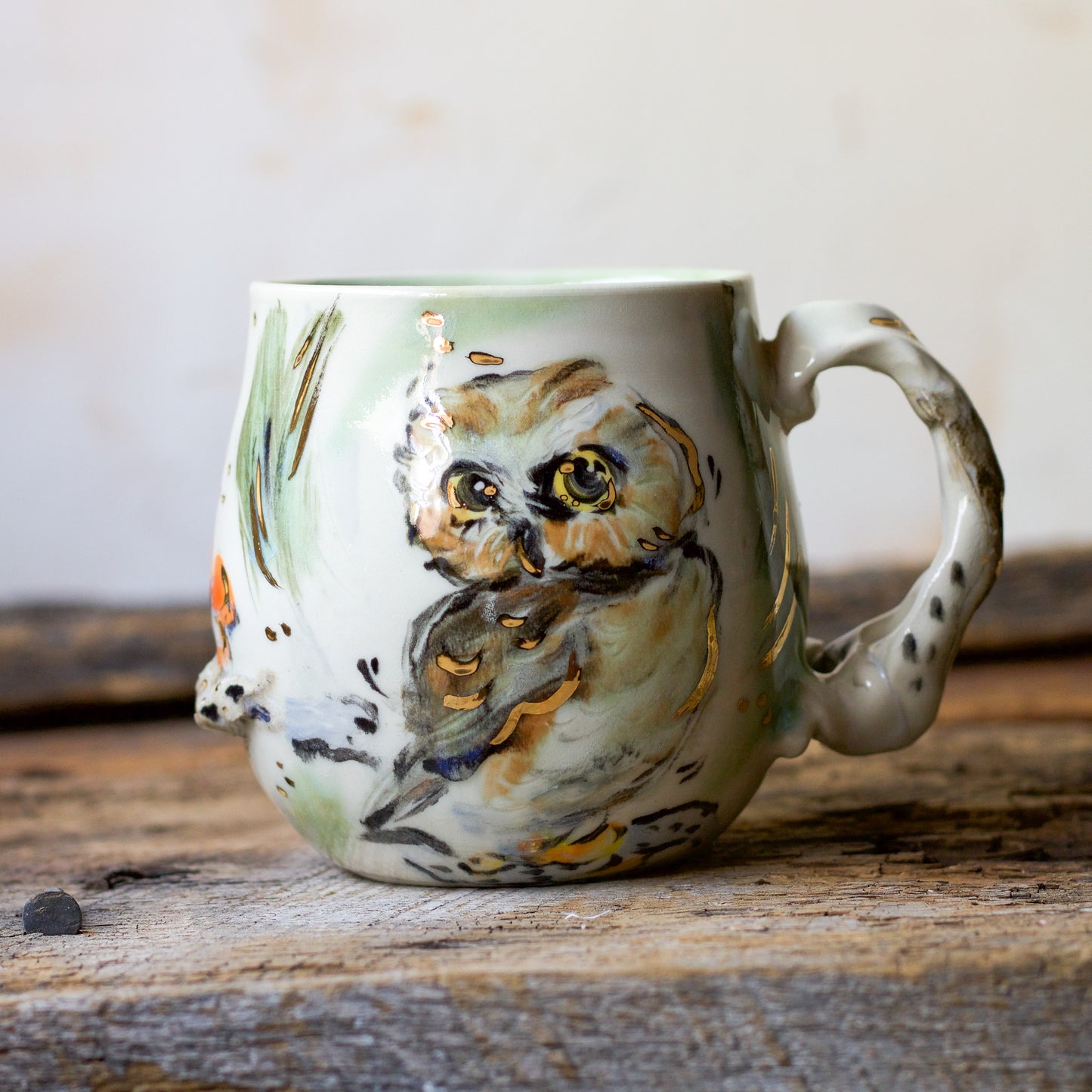 Saw Whet Owl with Pine and Fungi (MUG 2)