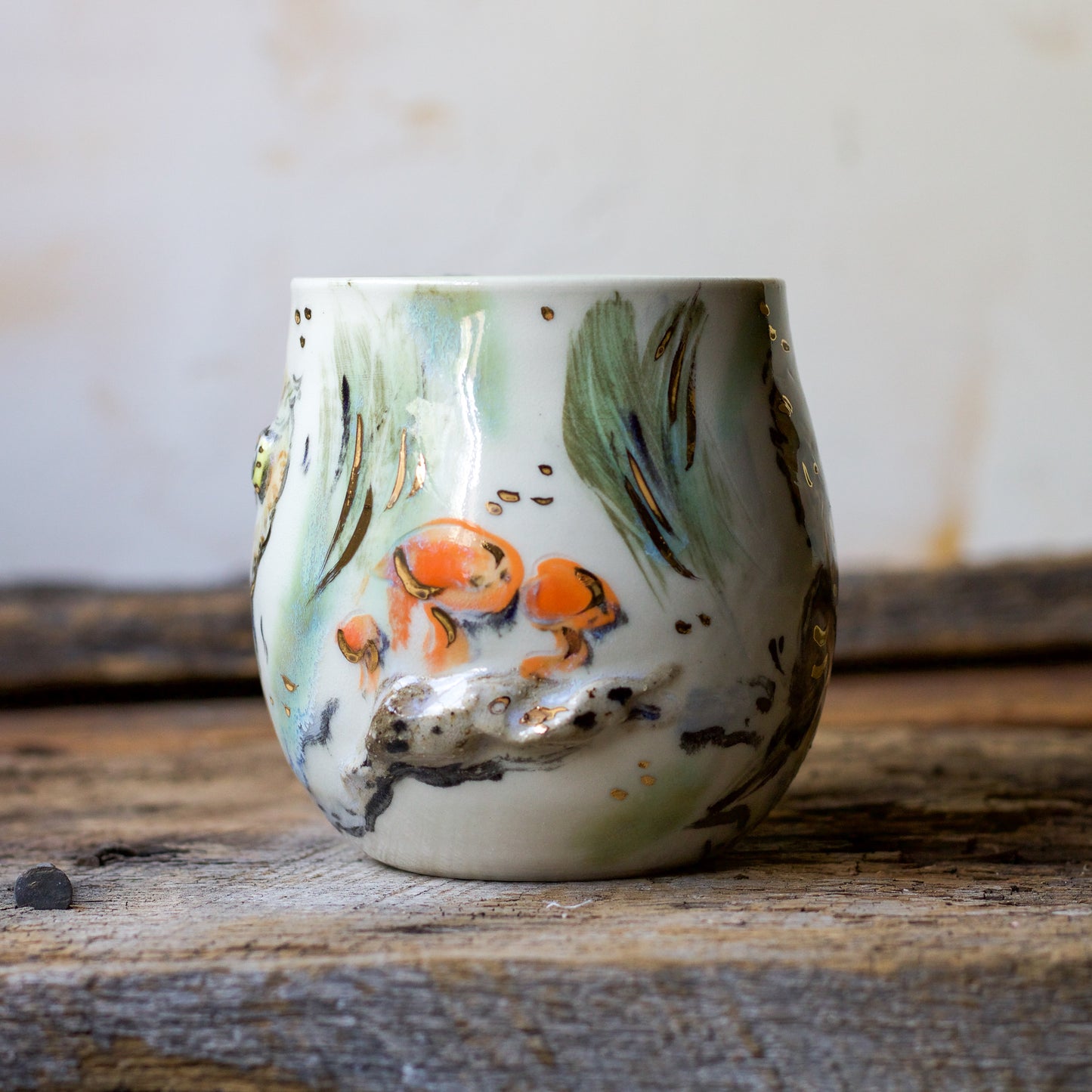 Saw Whet Owl with Pine and Fungi (MUG 2)
