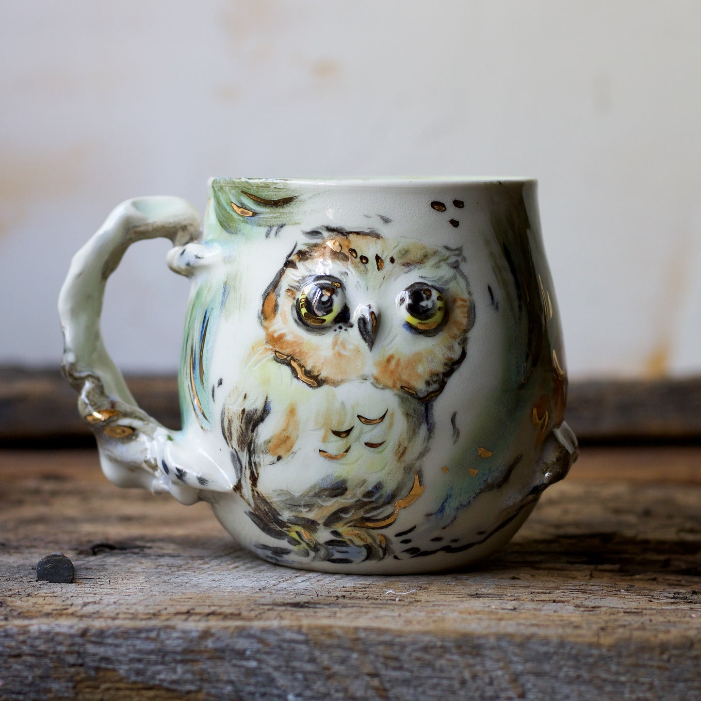 Saw Whet Owl with Pine and Fungi (MUG 2)