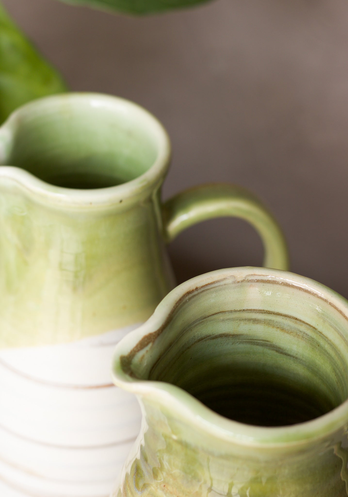 Red Clay Landscape Teardrop Pitcher in Sage Green
