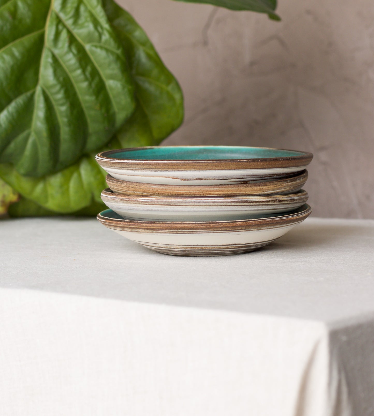 Shallow Breakfast Bowl in Matte Turquoise